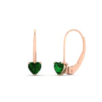 Load image into Gallery viewer, heart-emerald-solitaire-earrings-1-carat-leverback-in-rose-gold-FD-EAR9225HTGEMGR-1.00 CT-NL-RG