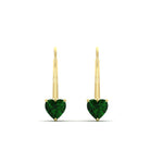 Load image into Gallery viewer, heart-emerald-solitaire-earrings-1-carat-leverback-in-yellow-gold-FD-EAR9225HTGEMGR-1.00 CT-NL-YG