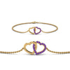Load image into Gallery viewer, heart-interlocked-purple-topaz-bracelet-in-yellow-gold-FDBRC8649HTGVITOANGLE1-NL-YG