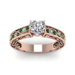 Load image into Gallery viewer, heart-shaped-antique-filigree-diamond-ring-with-emerald-in-14K-rose-gold-FDENS3543HTRGEMGRANGLE5-NL-RG