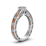 Load image into Gallery viewer, heart-shaped-antique-filigree-diamond-ring-with-orange-sapphire-in-14K-white-gold-FDENS3543HTRGSAORANGLE2-NL-WG