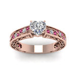 Load image into Gallery viewer, heart-shaped-antique-filigree-diamond-ring-with-pink-sapphire-in-14K-rose-gold-FDENS3543HTRGSADRPIANGLE5-NL-RG