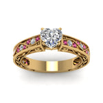 Load image into Gallery viewer, heart-shaped-antique-filigree-diamond-ring-with-pink-sapphire-in-14K-yellow-gold-FDENS3543HTRGSADRPIANGLE5-NL-YG