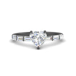 Load image into Gallery viewer, Thin Heart Shaped Engagement Ring With Baguette