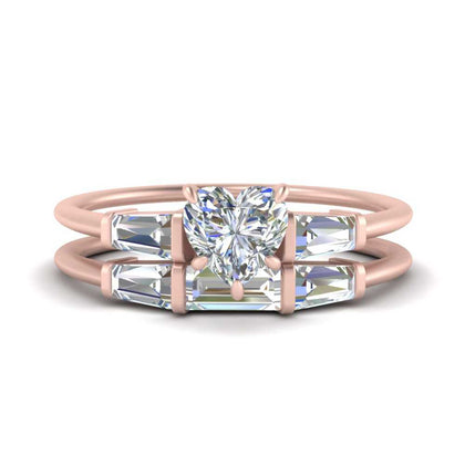 heart-shaped-bar-set-diamond-ring-with-matching-3-baguette-wedding-band-in-rose-gold-FDENS100HT-NL-RG