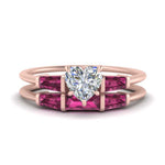 Load image into Gallery viewer, heart-shaped-bar-set-pink-sapphire-ring-with-matching-3-baguette-wedding-band-in-rose-gold-FDENS100HTGSADRPI-NL-RG