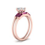 Load image into Gallery viewer, heart-shaped-bar-set-pink-sapphire-ring-with-matching-3-baguette-wedding-band-in-rose-gold-FDENS100HTGSADRPIANGLE2-NL-RG