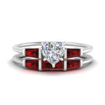 Load image into Gallery viewer, heart-shaped-bar-set-ruby-ring-with-matching-3-baguette-wedding-band-in-white-gold-FDENS100HTGRUDR-NL-WG