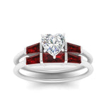 Load image into Gallery viewer, heart-shaped-bar-set-ruby-ring-with-matching-3-baguette-wedding-band-in-white-gold-FDENS100HTGRUDRANGLE5-NL-WG