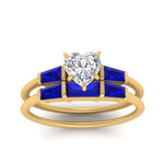 Load image into Gallery viewer, heart-shaped-bar-set-sapphire-ring-with-matching-3-baguette-wedding-band-in-yellow-gold-FDENS100HTGSABLANGLE5-NL-YG