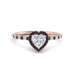 Load image into Gallery viewer, heart-shaped-black-diamond-halo-petite-engagement-ring-in-rose-gold-FD8523HTRGBLACKANGLE3-NL-RG