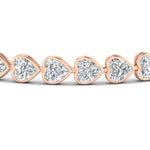 Load image into Gallery viewer, heart-shaped-diamond-bezel-tennis-bracelet-10-40-carat-in-rose-gold-fdbrc10581htangle2-10-40-ct-nl-rg