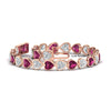 Load image into Gallery viewer, heart-shaped-diamond-bezel-tennis-bracelet-10-40-carat-with-pink-sapphire-in-rose-gold-fdbrc10581htgsadrpiangle2-10-40-ct-nl-rg