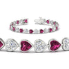 Load image into Gallery viewer, heart-shaped-diamond-bezel-tennis-bracelet-10-40-carat-with-pink-sapphire-in-white-gold-fdbrc10581htgsadrpiangle2-10-40-ct-nl-wg