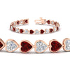 Load image into Gallery viewer, heart-shaped-diamond-bezel-tennis-bracelet-10-40-carat-with-ruby-in-rose-gold-fdbrc10581htgrudrangle2-10-40-ct-nl-rg