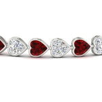 Load image into Gallery viewer, heart-shaped-diamond-bezel-tennis-bracelet-10-40-carat-with-ruby-in-white-gold-fdbrc10581htgrudrangle2-10-40-ct-nl-wg