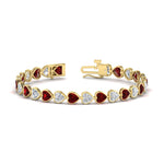 Load image into Gallery viewer, heart-shaped-diamond-bezel-tennis-bracelet-10-40-carat-with-ruby-in-yellow-gold-fdbrc10581htgrudrangle2-10-40-ct-nl-yg