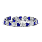 Load image into Gallery viewer, heart-shaped-diamond-bezel-tennis-bracelet-10-40-carat-with-sapphire-in-white-gold-fdbrc10581htgsablangle2-10-40-ct-nl-wg