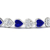Load image into Gallery viewer, heart-shaped-diamond-bezel-tennis-bracelet-10-40-carat-with-sapphire-in-white-gold-fdbrc10581htgsablangle2-10-40-ct-nl-wg