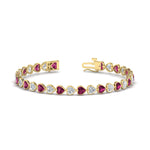 Load image into Gallery viewer, heart-shaped-diamond-bezel-tennis-bracelet-7-75-carat-with-pink-sapphire-in-yellow-gold-fdbrc10581htgsadrpiangle2-7-75-ct-nl-yg