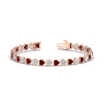 Load image into Gallery viewer, heart-shaped-diamond-bezel-tennis-bracelet-7-75-carat-with-ruby-in-rose-gold-fdbrc10581htgrudrangle2-7-75-ct-nl-rg