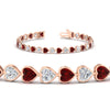 Load image into Gallery viewer, heart-shaped-diamond-bezel-tennis-bracelet-7-75-carat-with-ruby-in-rose-gold-fdbrc10581htgrudrangle2-7-75-ct-nl-rg