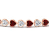 Load image into Gallery viewer, heart-shaped-diamond-bezel-tennis-bracelet-7-75-carat-with-ruby-in-rose-gold-fdbrc10581htgrudrangle2-7-75-ct-nl-rg