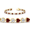 Load image into Gallery viewer, heart-shaped-diamond-bezel-tennis-bracelet-7-75-carat-with-ruby-in-yellow-gold-fdbrc10581htgrudrangle2-7-75-ct-nl-yg