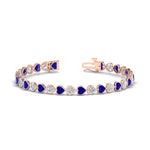 Load image into Gallery viewer, heart-shaped-diamond-bezel-tennis-bracelet-7-75-carat-with-sapphire-in-rose-gold-fdbrc10581htgsablangle2-7-75-ct-nl-rg