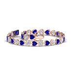 Load image into Gallery viewer, heart-shaped-diamond-bezel-tennis-bracelet-7-75-carat-with-sapphire-in-rose-gold-fdbrc10581htgsablangle2-7-75-ct-nl-rg