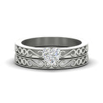 Load image into Gallery viewer, heart-shaped-filigree-single-stone-diamond-wedding-ring-set-in-white-gold-FDENS3289HT-NL-WG.jpg?v=1763371061