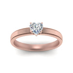 Load image into Gallery viewer, Single Stone Heart Shaped Milgrain Engagement Ring