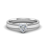 Load image into Gallery viewer, Single Stone Heart Shaped Milgrain Engagement Ring