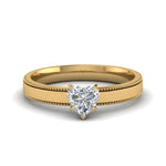 Load image into Gallery viewer, Single Stone Heart Shaped Milgrain Engagement Ring