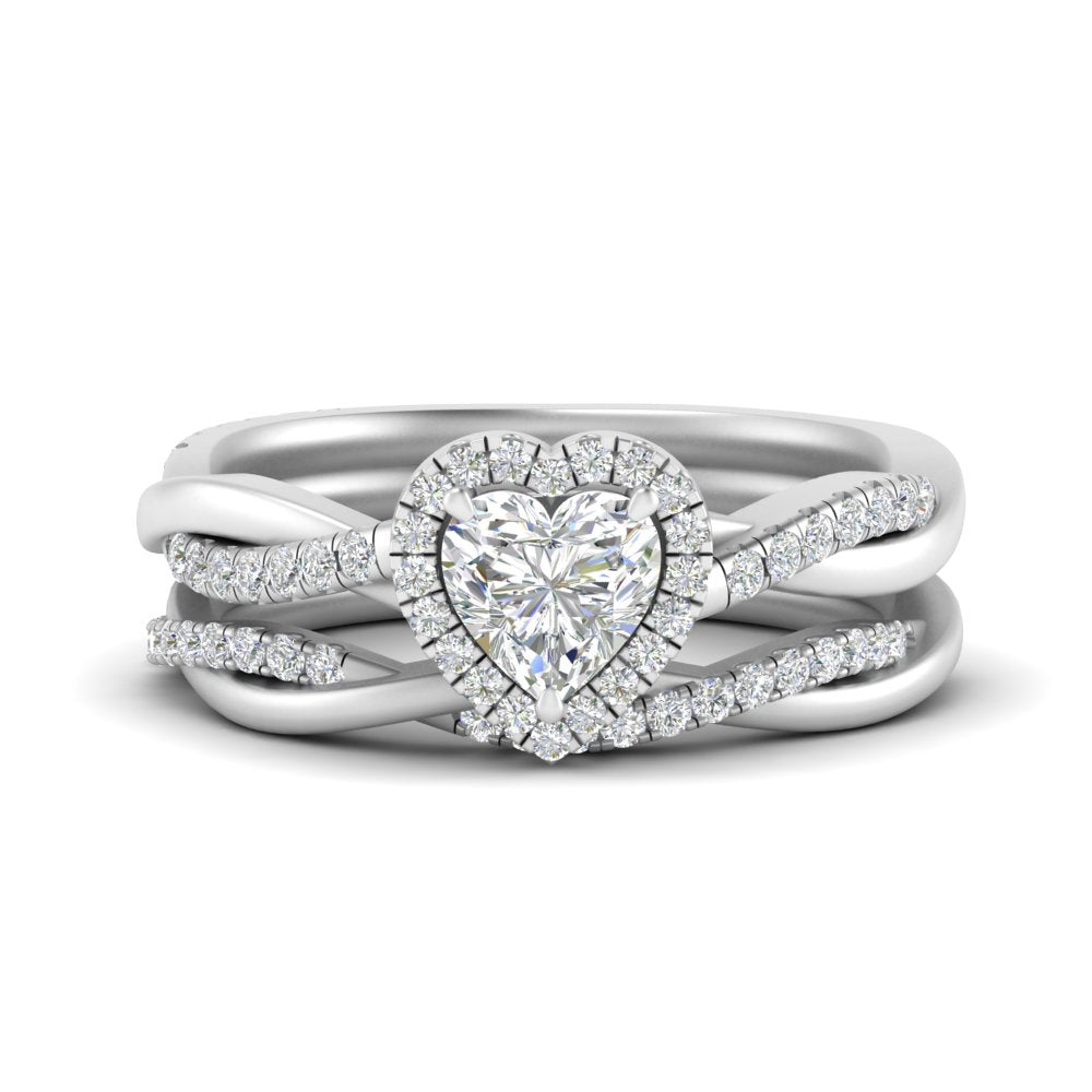 Infinity Halo Heart Shaped Diamond Wedding Set Fascinating Diamonds infinity-halo-heart-shaped-diamond-wedding-set-fascinating-diamonds