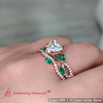 Load image into Gallery viewer, heart-shaped-lab-diamond-and-emerald-twisted-ring-with-band-in-rose-gold-fdenr3211ht2-3-00-ct-nl-rg