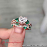 Load image into Gallery viewer, heart-shaped-lab-diamond-and-emerald-twisted-ring-with-band-in-rose-gold-fdenr3211ht2-3-00-ct-nl-rg