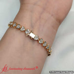 Load image into Gallery viewer, heart-shaped-lab-diamond-bezel-tennis-bracelet-7-75-carat-in-14k-yellow-gold-fdbrc10581ht-7-75-ct-fancy2-nl-yg