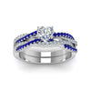 Load image into Gallery viewer, heart-shaped-simple-diamond-twisted-vine-bridal-ring-sets-with-blue-sapphire-in-14K-white-gold-FD8233HTGSABL-NL-WG