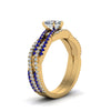 Load image into Gallery viewer, heart-shaped-simple-diamond-twisted-vine-bridal-ring-sets-with-blue-sapphire-in-14K-yellow-gold-FD8233HTGSABL-NL-YG