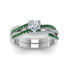 Load image into Gallery viewer, heart-shaped-simple-diamond-twisted-vine-bridal-ring-sets-with-emerald-in-14K-white-gold-FD8233HTGEMGR-NL-WG