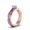 Load image into Gallery viewer, heart-shaped-simple-diamond-twisted-vine-bridal-ring-sets-with-violac-topaz-in-14K-rose-gold-FD8233HTGVITO-NL-RG