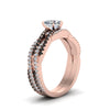 Load image into Gallery viewer, heart-shaped-simple-twisted-vine-bridal-ring-sets-with-black-diamond-in-14K-rose-gold-FD8233HTGBLACK-NL-RG