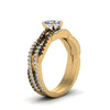 Load image into Gallery viewer, heart-shaped-simple-twisted-vine-bridal-ring-sets-with-black-diamond-in-14K-yellow-gold-FD8233HTGBLACK-NL-YG