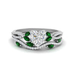 Load image into Gallery viewer, heart-shaped-twisted-vine-luxury-emerald-bridal-ring-set-in-white-gold-FDENR3211HTGEMGRANGLE3-NL-WG