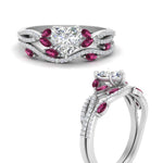 Load image into Gallery viewer, heart-shaped-twisted-vine-luxury-pink-sapphire-bridal-ring-set-in-white-gold-FDENR3211HTGSADRPIANGLE3-NL-WG
