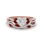 Load image into Gallery viewer, heart-shaped-twisted-vine-luxury-ruby-bridal-ring-set-in-rose-gold-FDENR3211HTGRUDRANGLE3-NL-RG