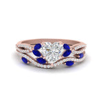 Load image into Gallery viewer, heart-shaped-twisted-vine-luxury-sapphire-bridal-ring-set-in-rose-gold-FDENR3211HTGSABLANGLE3-NL-RG