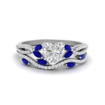 Load image into Gallery viewer, heart-shaped-twisted-vine-luxury-sapphire-bridal-ring-set-in-white-gold-FDENR3211HTGSABLANGLE3-NL-WG