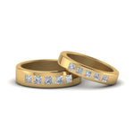Load image into Gallery viewer, his-and-hers-matching-wedding-diamond-princess-cut-bands-in-yellow-gold-FD9087BPR-NL-YG.jpg